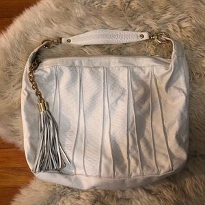 Italian Pulicati White Leather Hobo Bag Purse